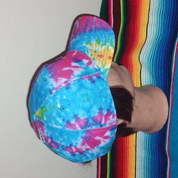 Hippie Tie Dye Embroidered Adjustable Yin/Yang Strapback Skater Hat Cap - Picture 5 of 8